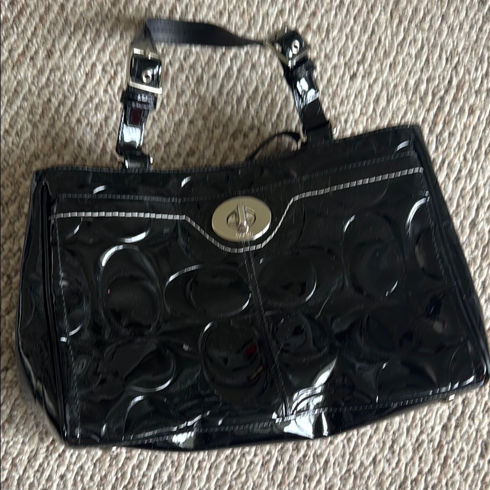 Coach Black  Shoulder Bag with Embossed Design